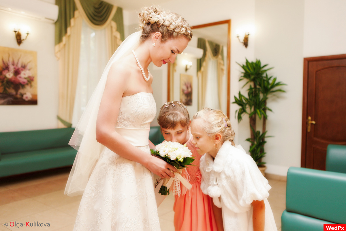 Bride and children