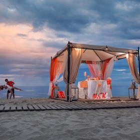 Beach wedding dinner in Pieria, Greece