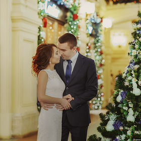 Зимняя фотосессия "Свадьба для двоих" в Москве. ГУМ.