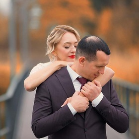 Best wedding photo. Love wrapped in golden time