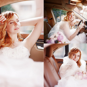 Wedding photo in auto